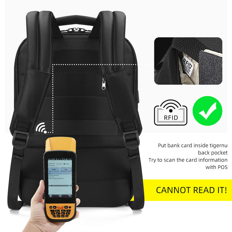 Mochila antirrobo Tigernu para hombre, de 15,6 pulgadas, con RFID, de gran capacidad, resistente al agua y con capacidad para ordenador. 