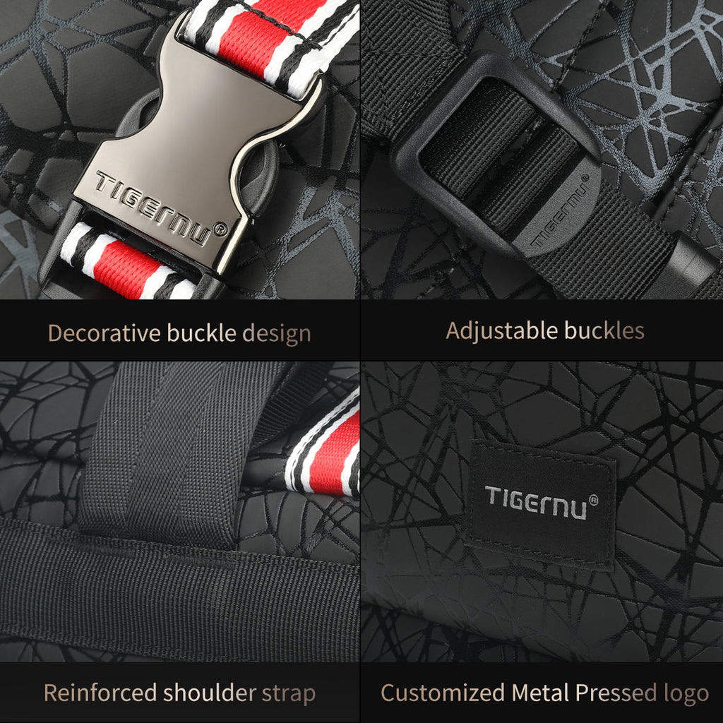 Luxury designer men's laptop backpack 15.6 inches, fashionable and spacious school backpack, with crow and USB charging, handbag