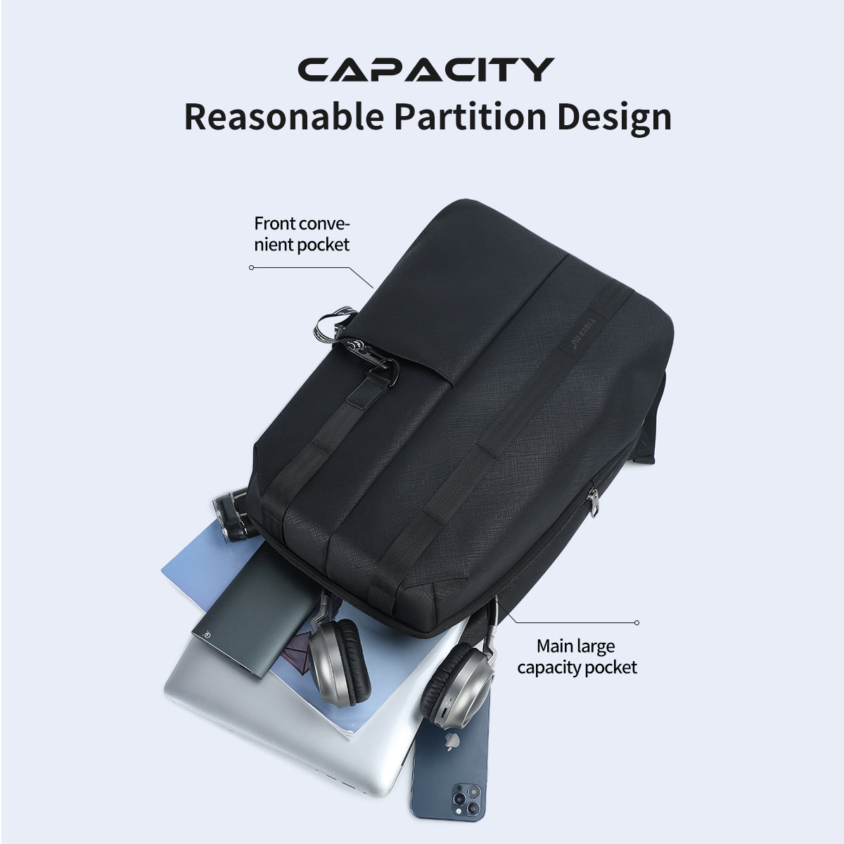 Mochila Tigernu de moda para hombre, mochila informal para portátil de 13,3 pulgadas, resistente a las arrugas 