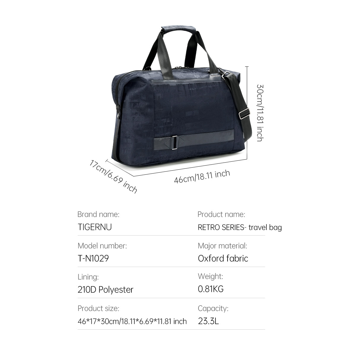 Tigernu Retro Series Large Capacity Gym Bags Outdoor Duffle Travel Bags Sport Bag