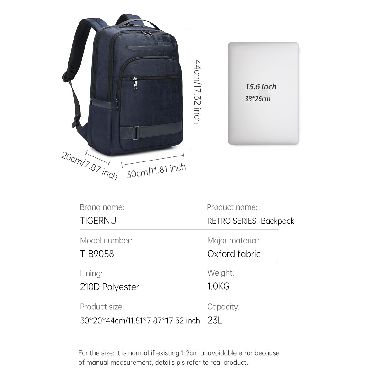 Tigernu Men Retro Series Men's Waterproof 15.6" Laptop Backpack Bags