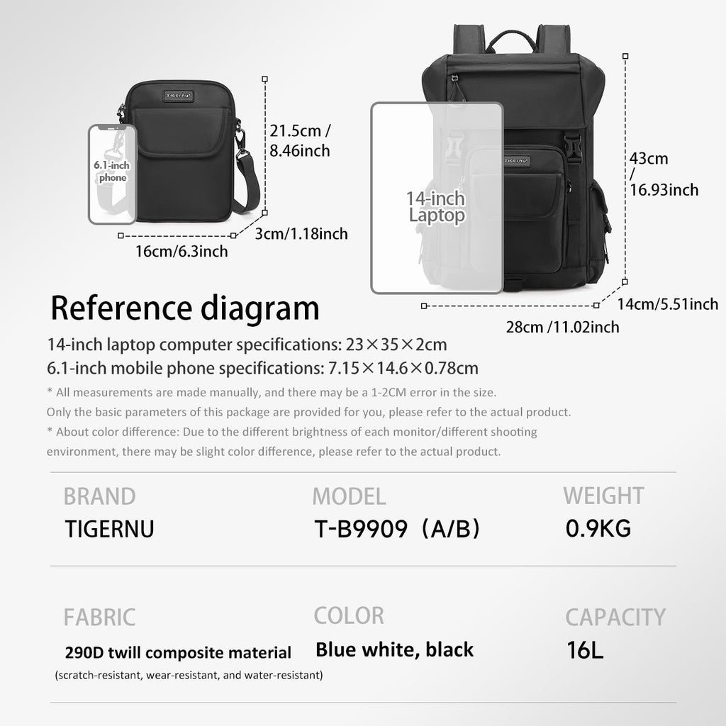 Tigernu School Backpacks For Men Bags For Removable With Shoulder Bags 14inch Laptop Backpacks Women Travel Backpack Bags Male