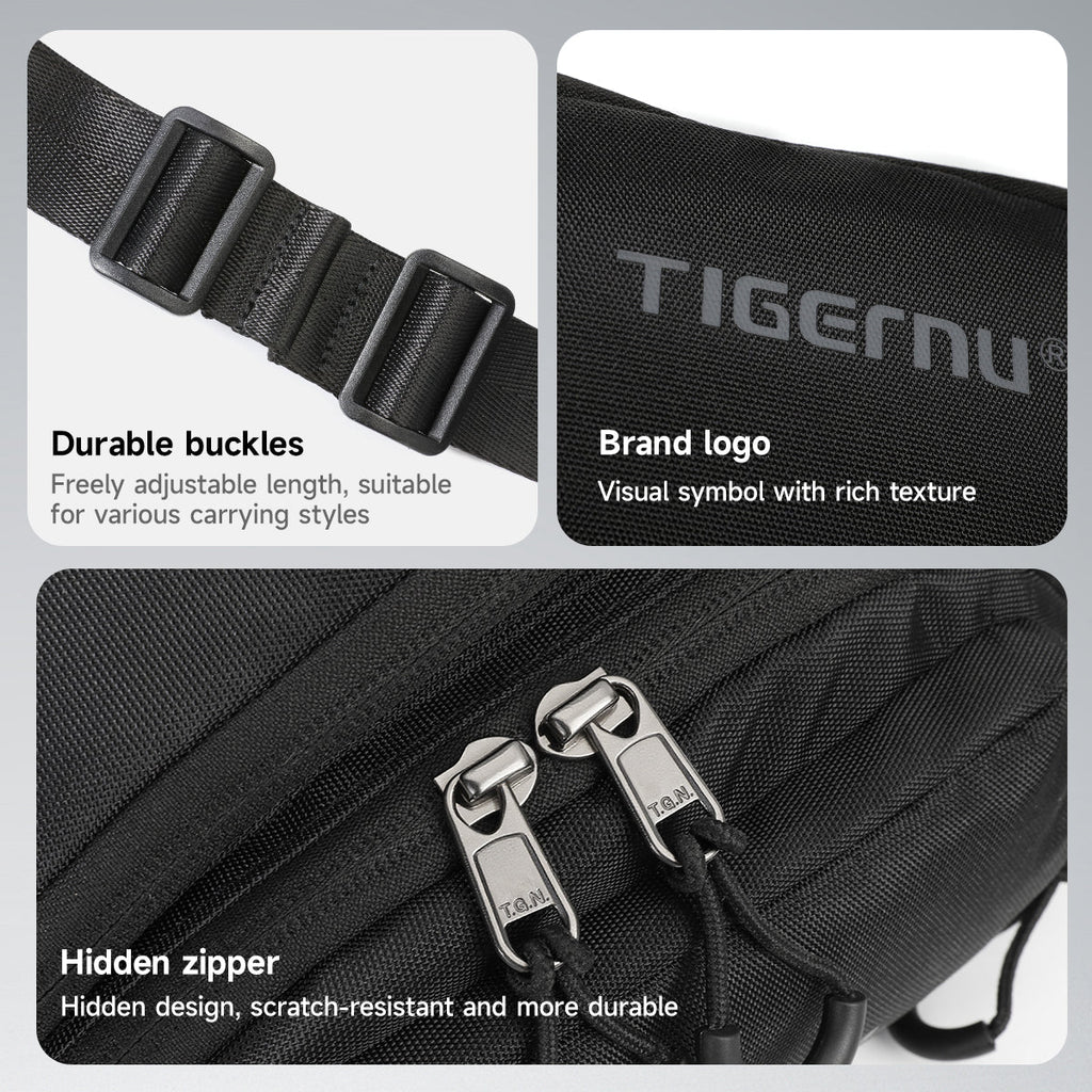 TIGERNU T-S81119 Multi-Compartment Waist Bag 3L with Rotatable Strap
