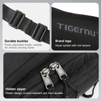 TIGERNU T-S81119 Multi-Compartment Waist Bag 3L with Rotatable Strap