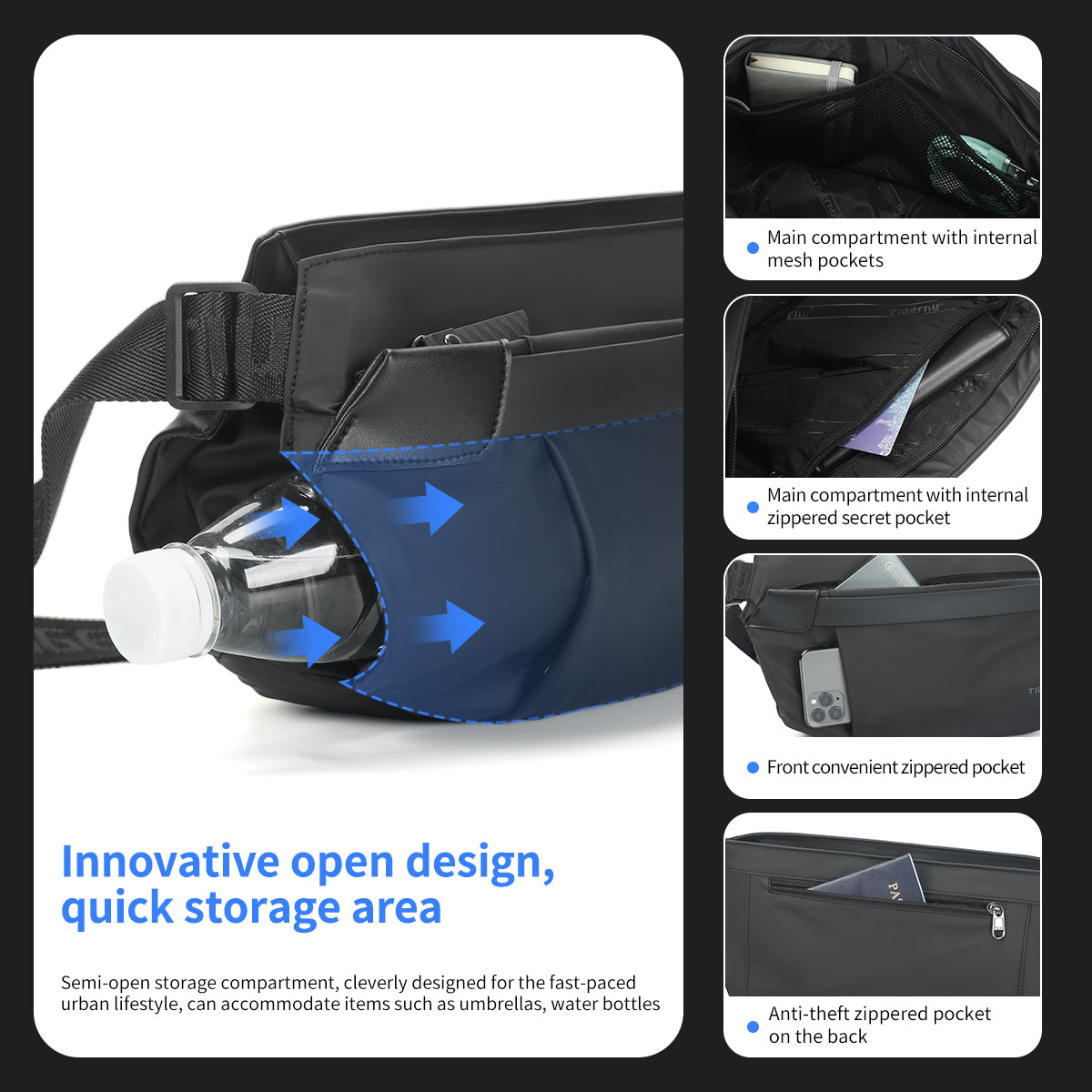 Tigernu Shoulder Bags Cross Bag Fashion Men's Bag Aesthetic Bags For Men Korean Shoulder Bag Male Chest Bag Lightweight Slingbag