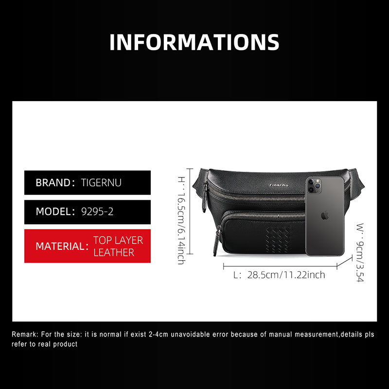 Tigernu Top Layer Leather Chest Bag High Quality Messenger Bag Men Leather Male Crossbody Bag Soft Waterproof Casual Bag For Men