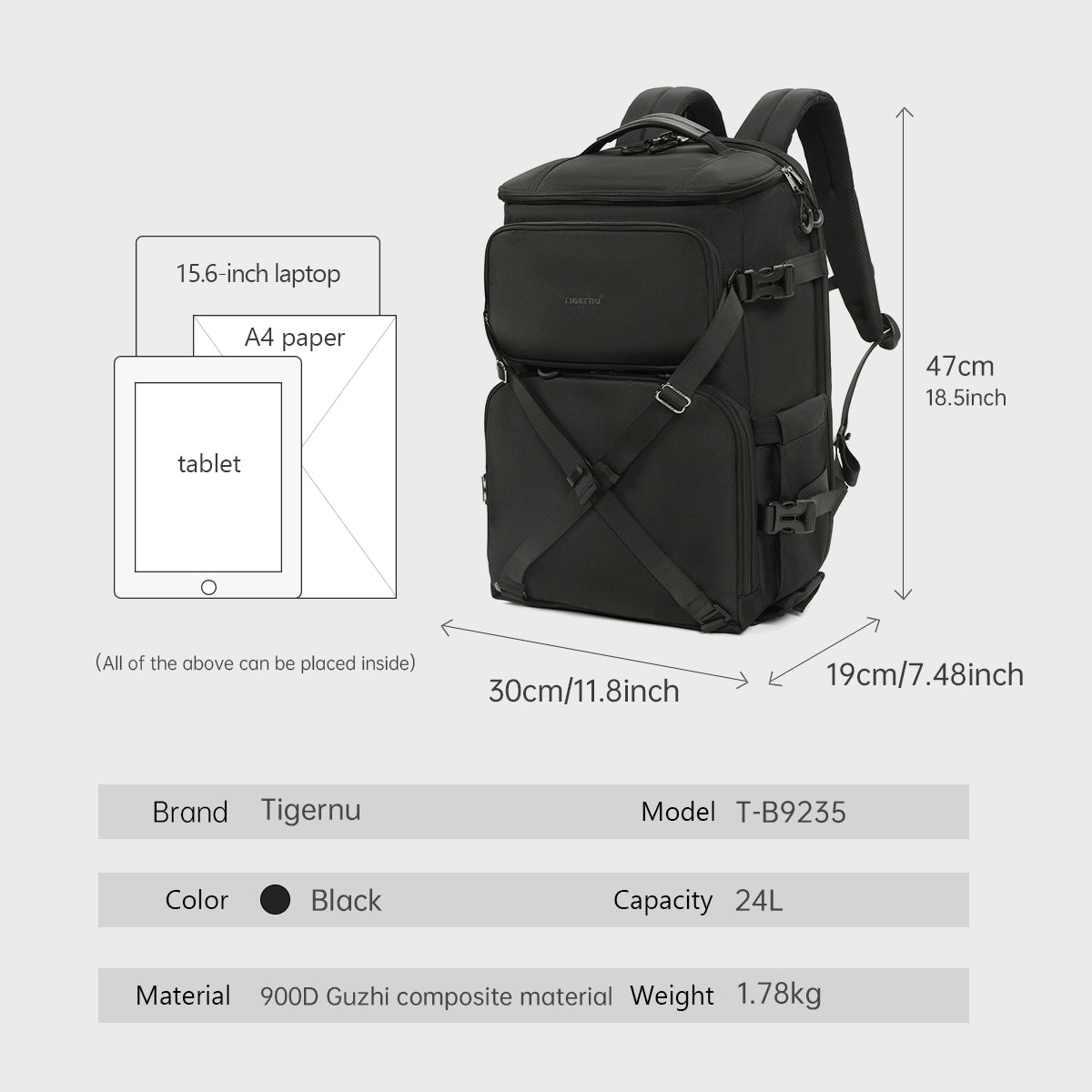 Tigernu Backpacks Men Camera Backpack 14 15.6inch Laptop Backpacks Drone Package Waterproof Cover Travel Backpack Bags Knapsack