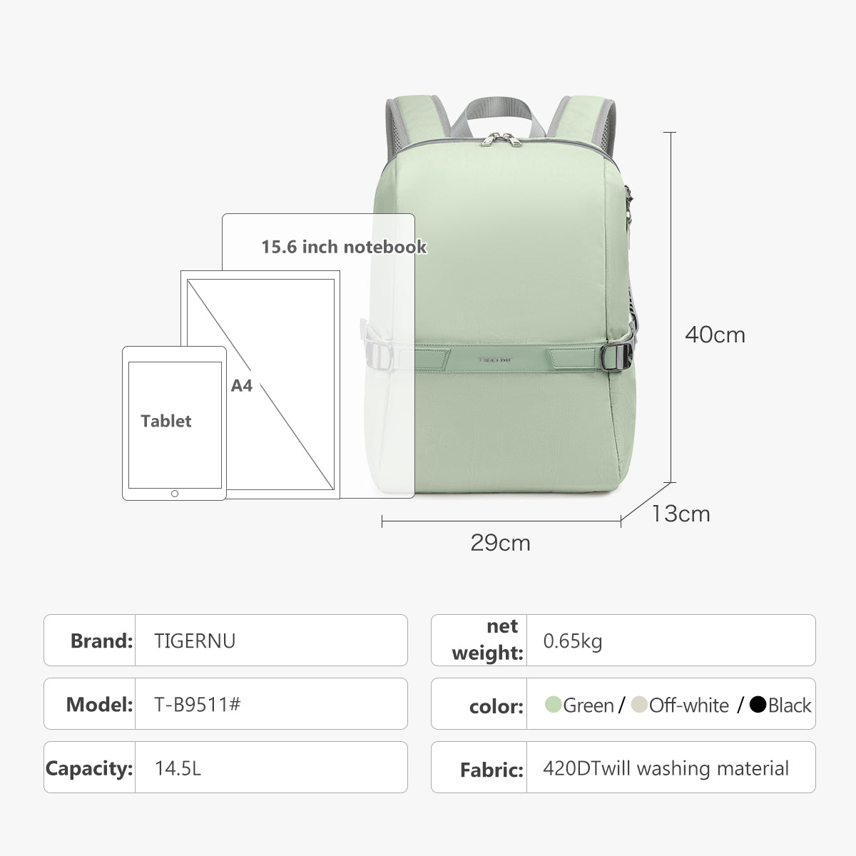 Tigernu T-B9511 custom logo waterproof casual sports backpacks unisex college student laptop backpack