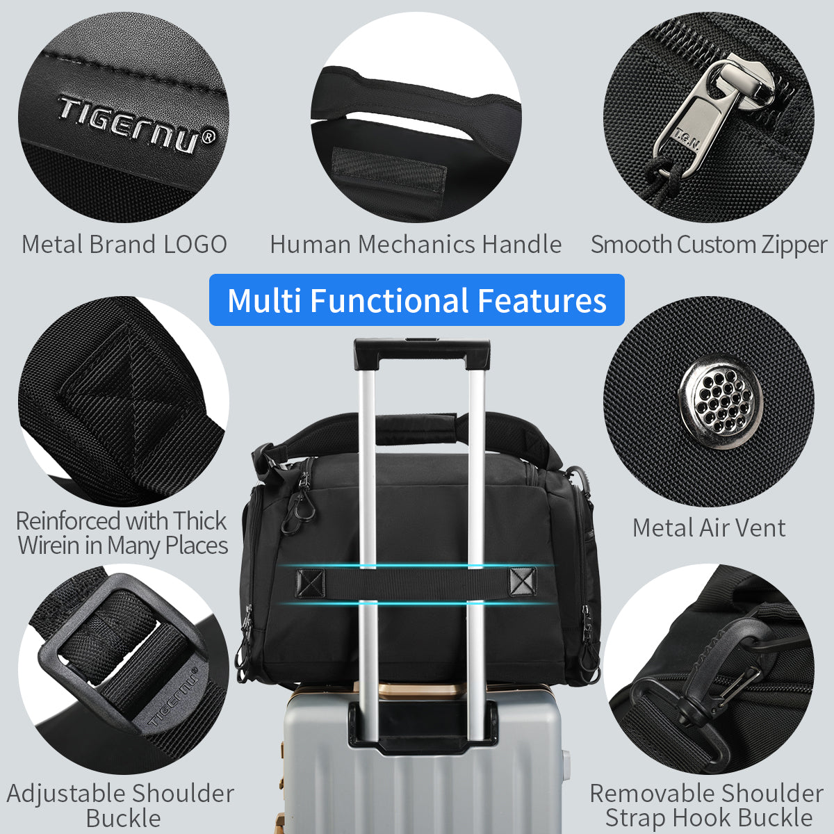 Tigernu T-N1032 large capacity multi-function casual sport gym bag travel backpack for men