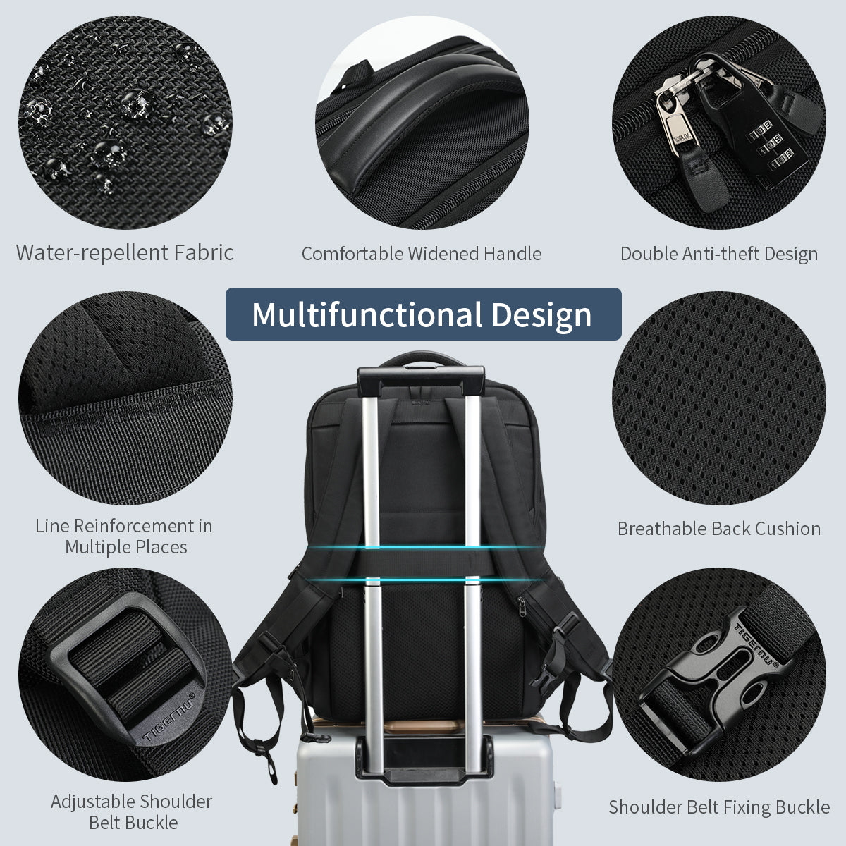 Tigernu T-B3916 17 inch large capacity anti theft splash proof back pack Custom laptop bagpack travel backpack for men