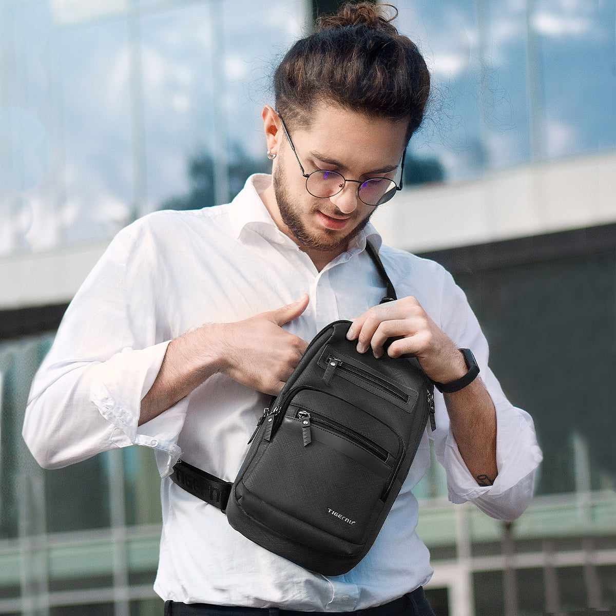 Fashion men's Tigernu mini travel bag, high-quality waterproof shoulder bag, small cross body, messenger, connection series