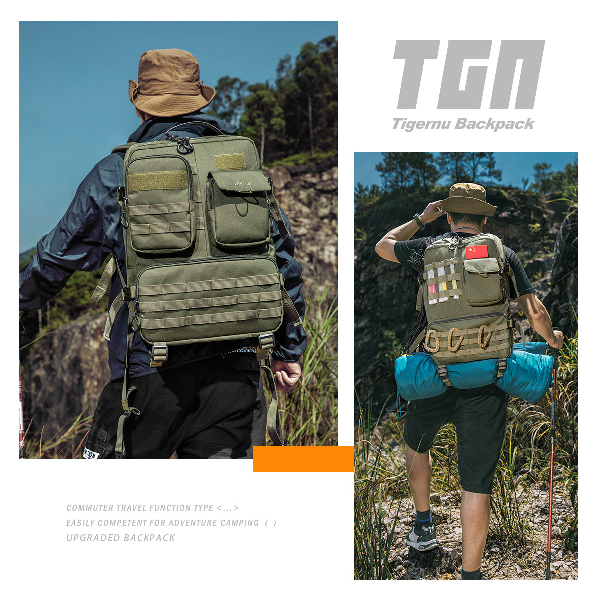 TIGERNU T-B9007B Mountaineering Camping Adventure Multifunctional 28L Large Capacity Travel Laptop Backpack