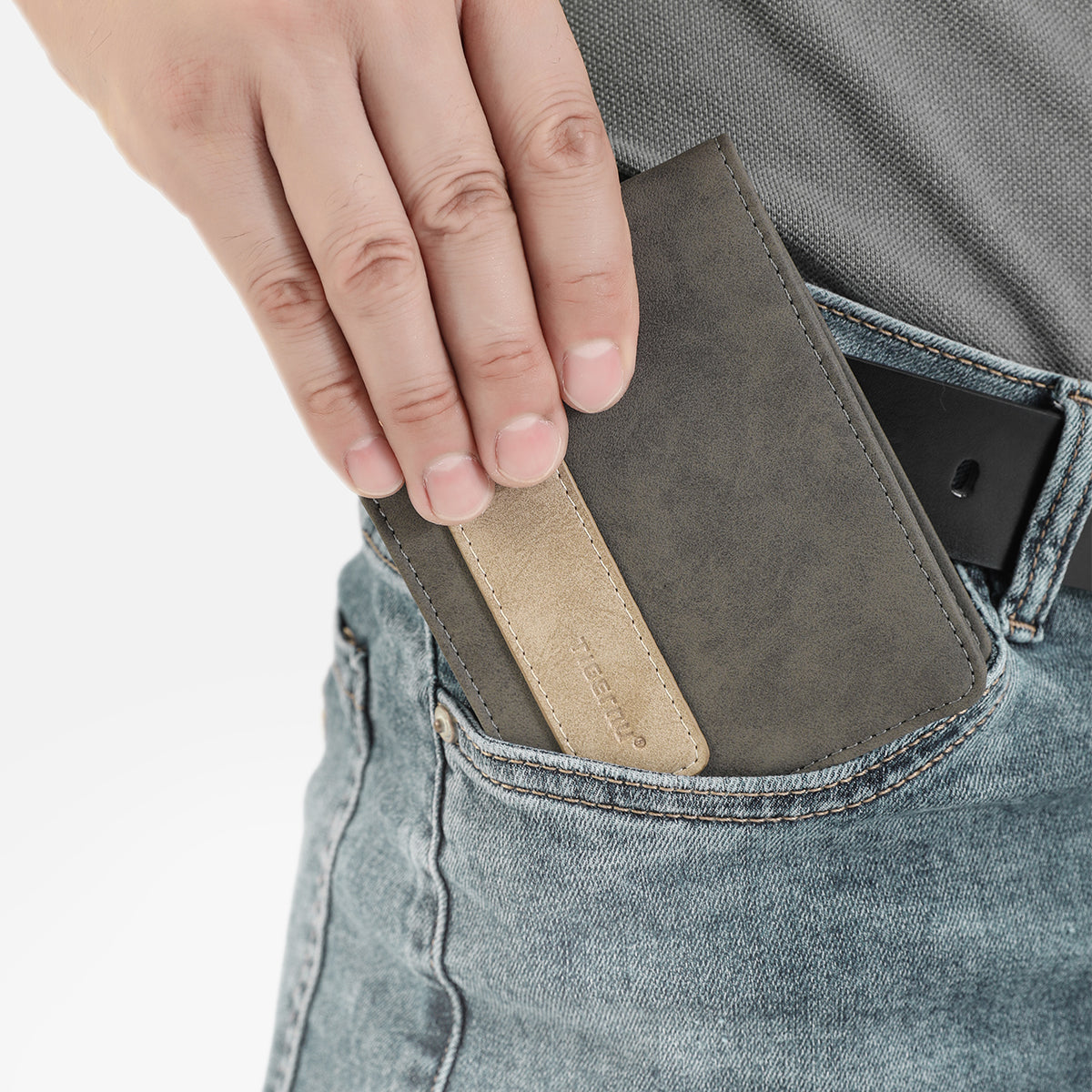 Tigernu, new men's leather short wallet, ultra-thin small wallet, casual men's wallet with card slot, coin wallet, men's wallet, men's mini bag