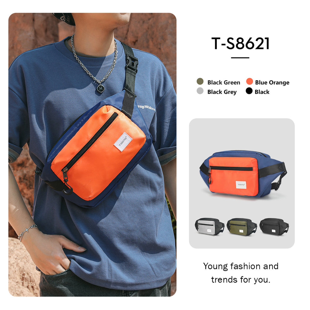 igernu T-S8621 men waterproof fashion belt fanny waist bag money clip shoulder daily chest bag