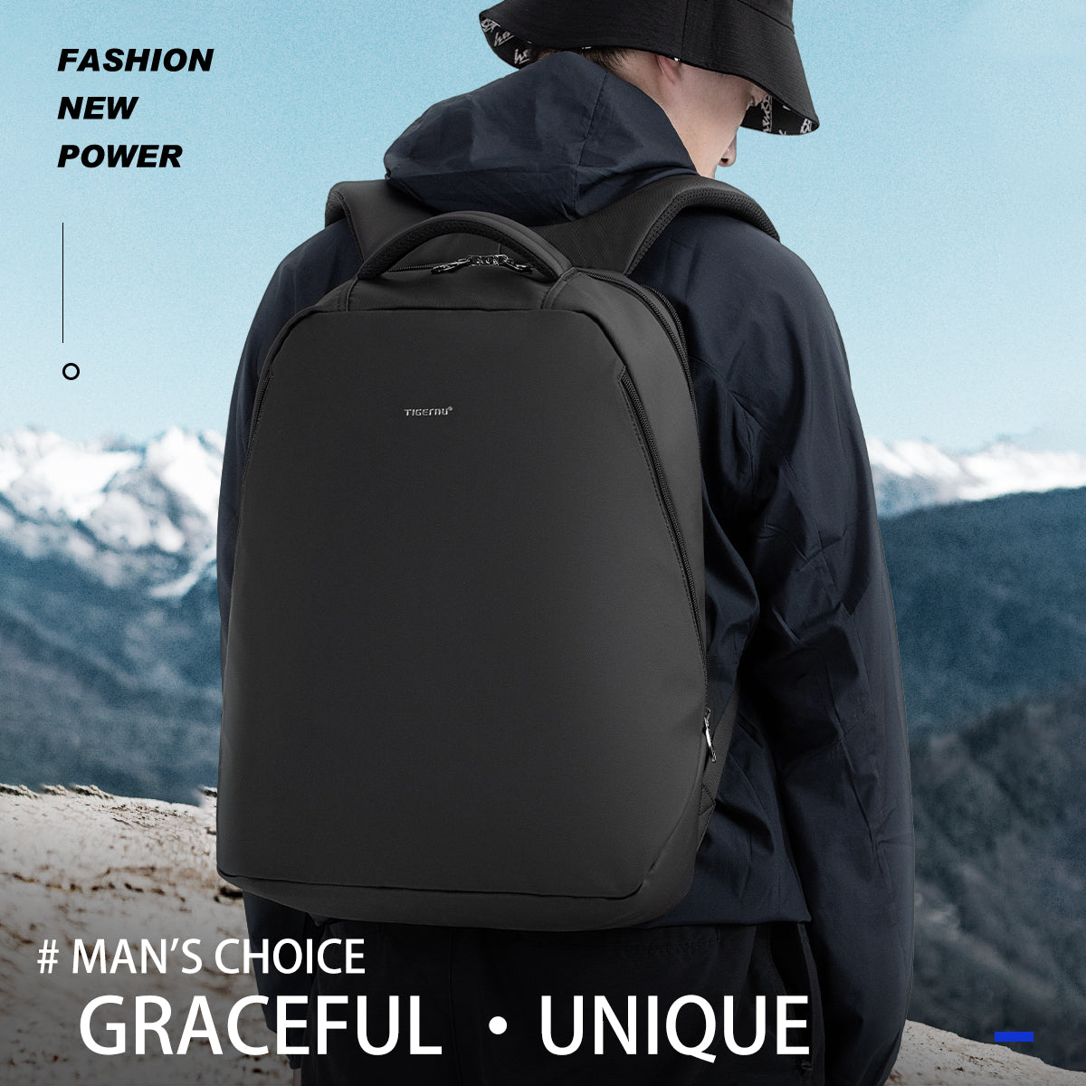 Teenagers' daily school backpack, double-layer road men's zippered backpack, anti-theft laptop 17 inch, lifetime warranty