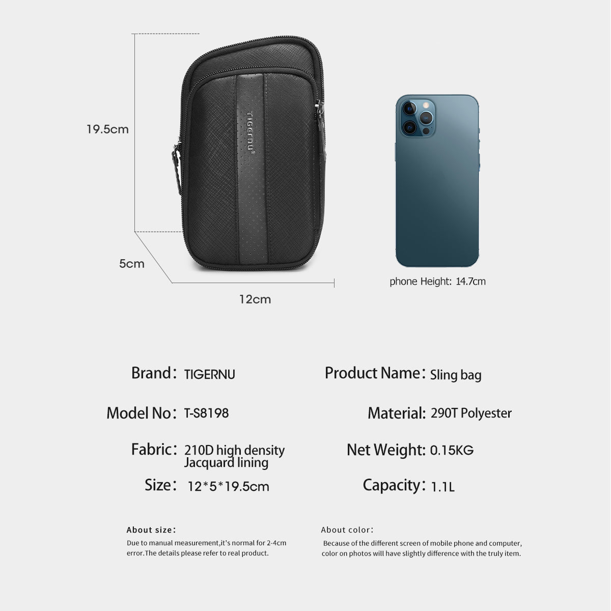 Lifetime Warranty TPU Waterproof Men’s Shoulder Bag Fashion Lightweight Sling Bags Mini Casual Crossing Bag For Phone Banana Bag