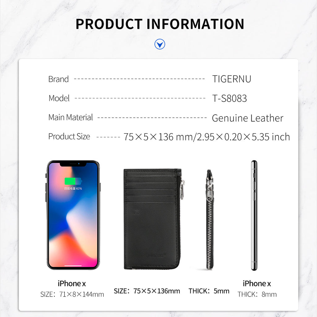 Tigernu Genuine Leathe RFID Anti thef Blocking Protection Men Slim Card & ID Holders Wallets For Men Small Money Bag Male Purses