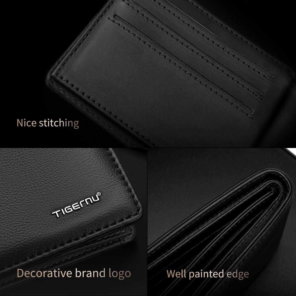 Tigernu men's artificial leather wallet, fashionable men's short wallet, credit card cardholder, men's small purse with gift box