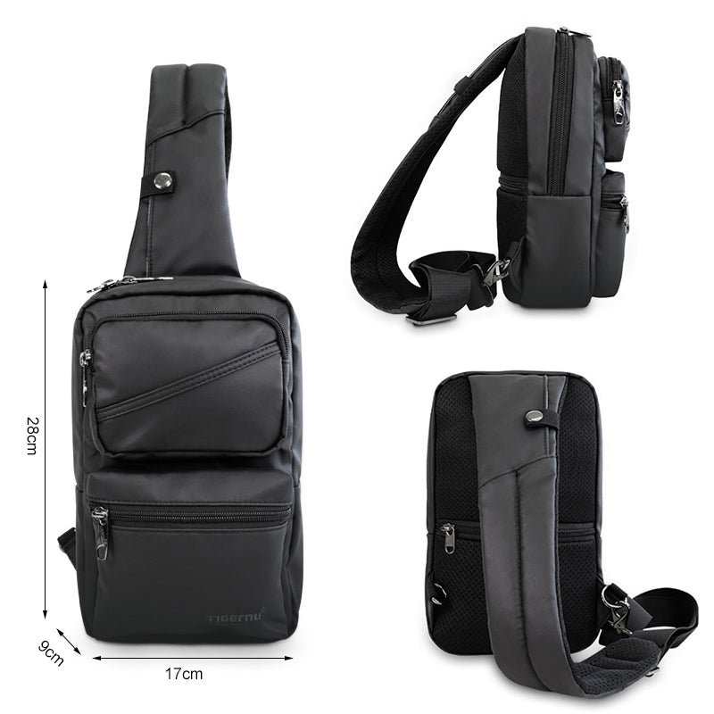 Tigernu Bulletproof fashion chest sling bag men wholesale Sling Bag sling shoulder crossbody BAG large capacity 9.6 inch black TPU
