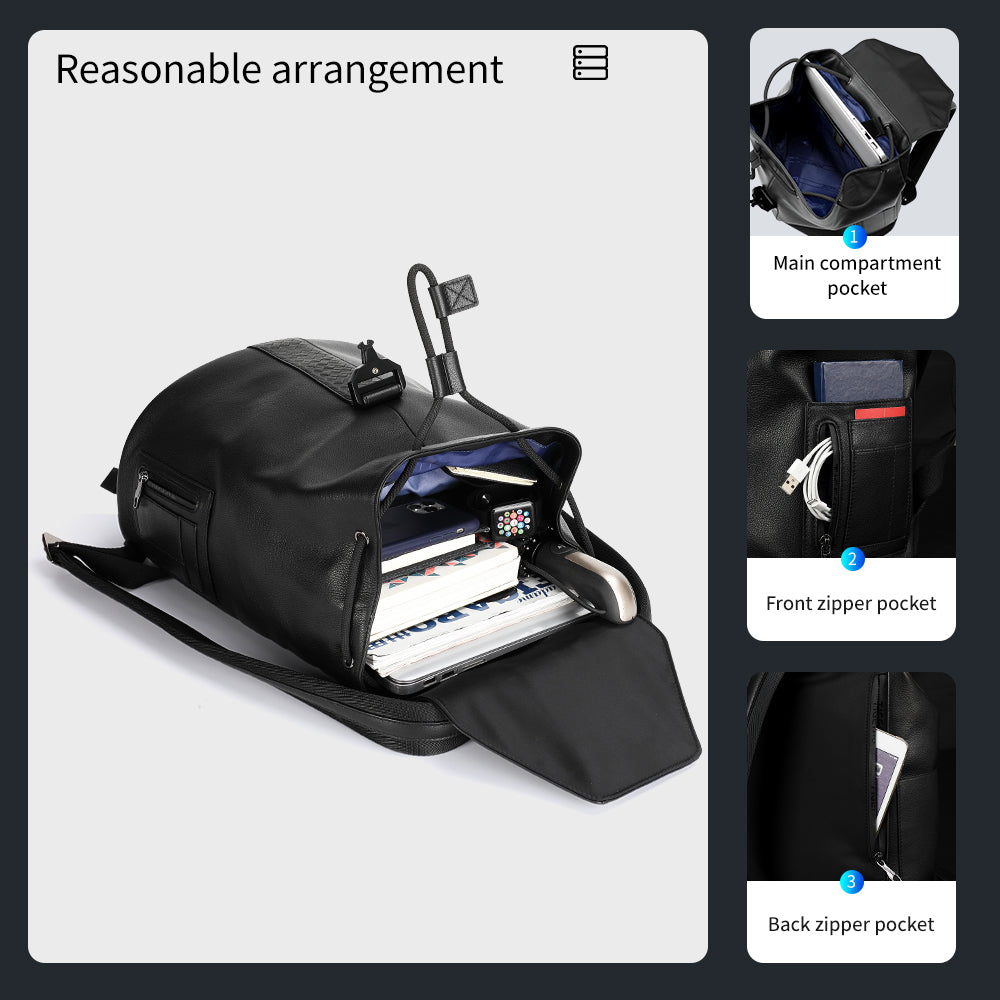 Capacity display diagram of black leather shoulder bag model TGN1003