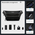 Capacity display diagram of black leather shoulder bag model TGN1004