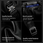 Detailed display of black leather shoulder bag model TGN1003