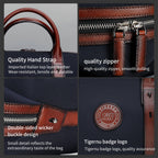Detailed display of brown leather shoulder bag model TGN1005