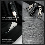 Detailed display of the black backpack model T-B3533