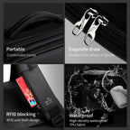 Detailed display of the black backpack model T-B3982