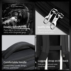 Detailed display of the black backpack model T-B3983