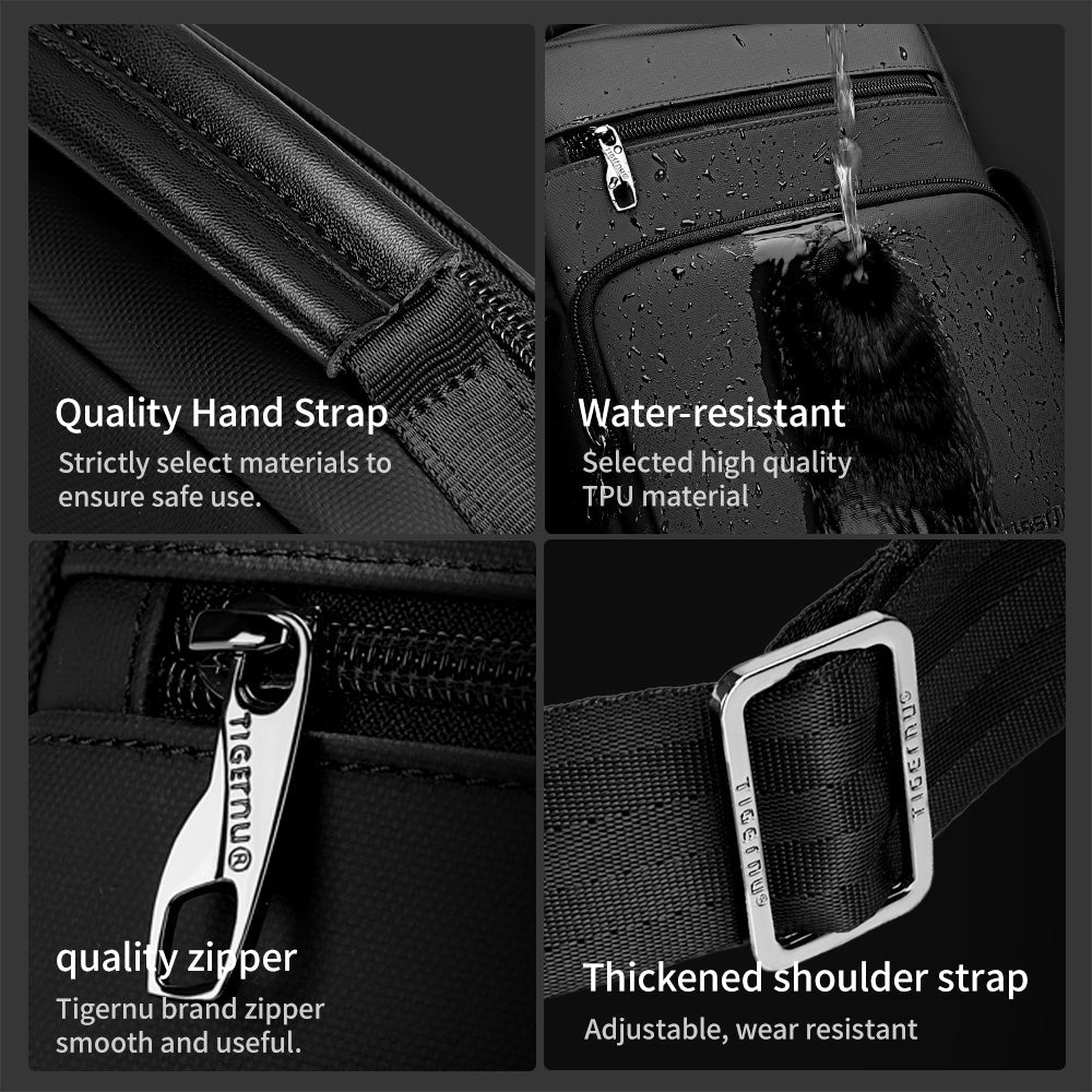 Detailed display of the black shoulder bag model T-S5200