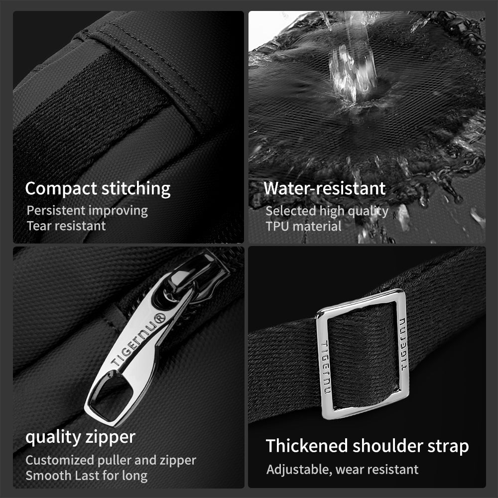 Detailed display of the black shoulder bag model T-S8136