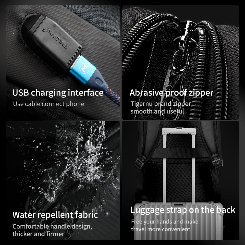 Detailed display of the brown backpack model T-B3669