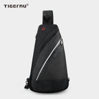 Front view of a black crossbody bag with model T-S8060