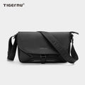 Front view of a black crossbody bag with model T-S8121