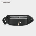 Front view of a black crossbody bag with model T-S8125