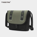 Side view of a black crossbody bag with model T-S8119