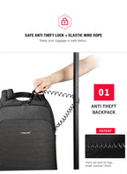 Tigernu T-B3351 15.6 inch black USB mochilas fashion college student school business bags male laptop backpacks for men