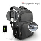 Mochila para portátil de 15,6 pulgadas con candado gratis, Oxford, impermeable, para hombre, mochila escolar con carga USB, para viaje.