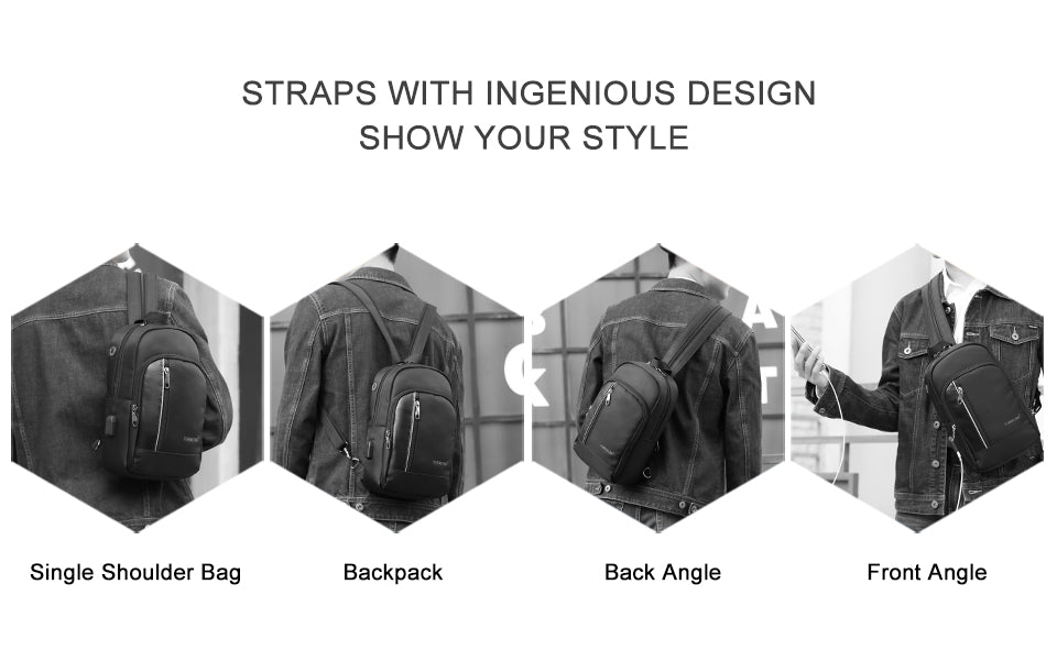 Tigernu High Quality USB Charging 9.7" iPad Men Water Repellent Chest bag Fashion Casual Chest bags For men