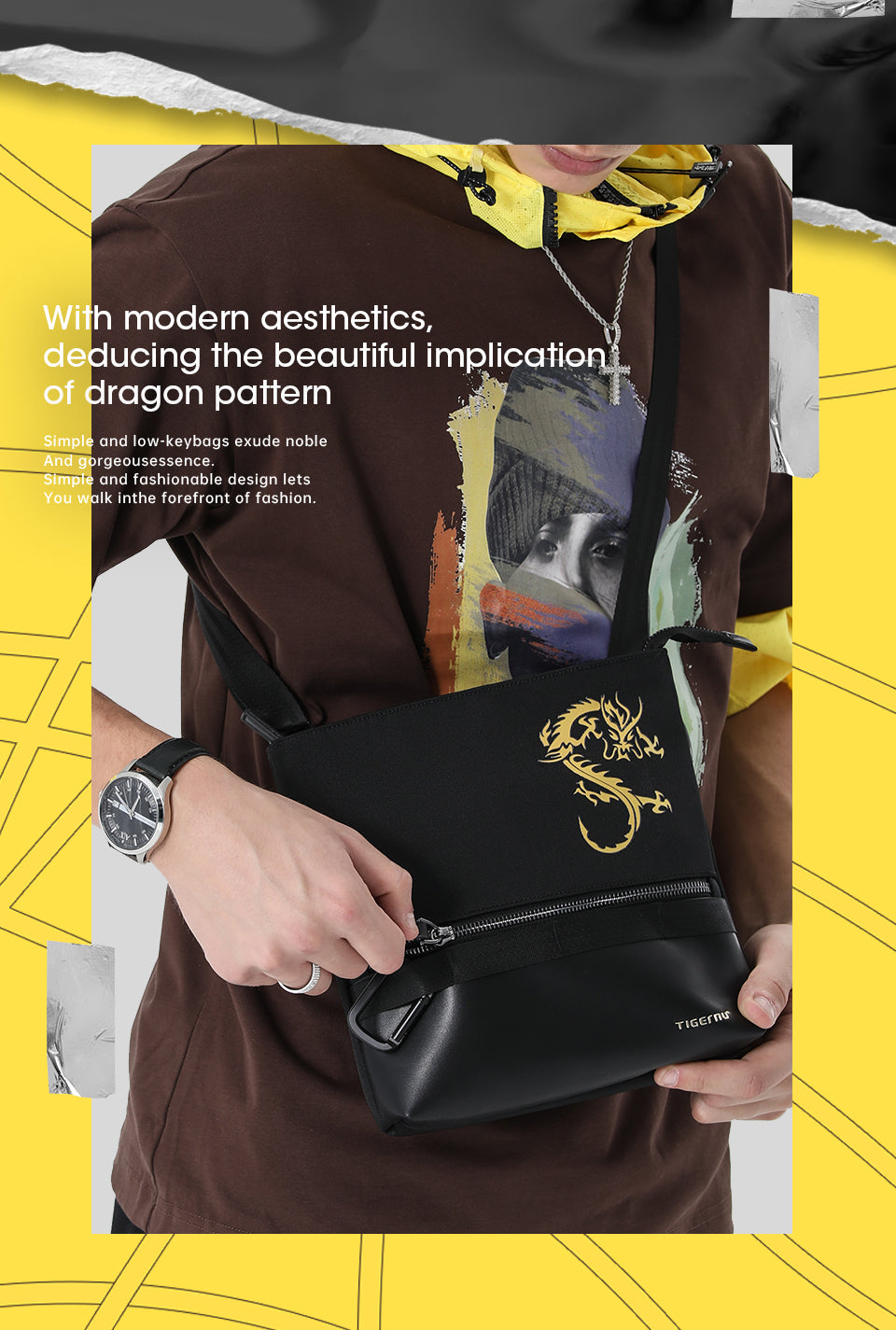 Tigernu 	T-S8222S Lifetime warranty, tigernu Chinese Style fashion Shoulder Bag, dragon series travel bag