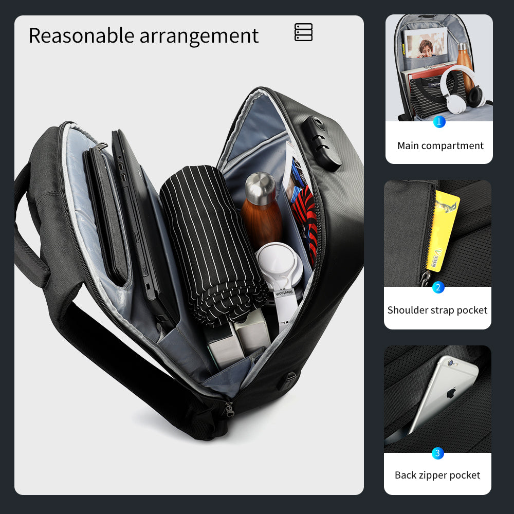 The capacity display of the black backpack model T-B3611