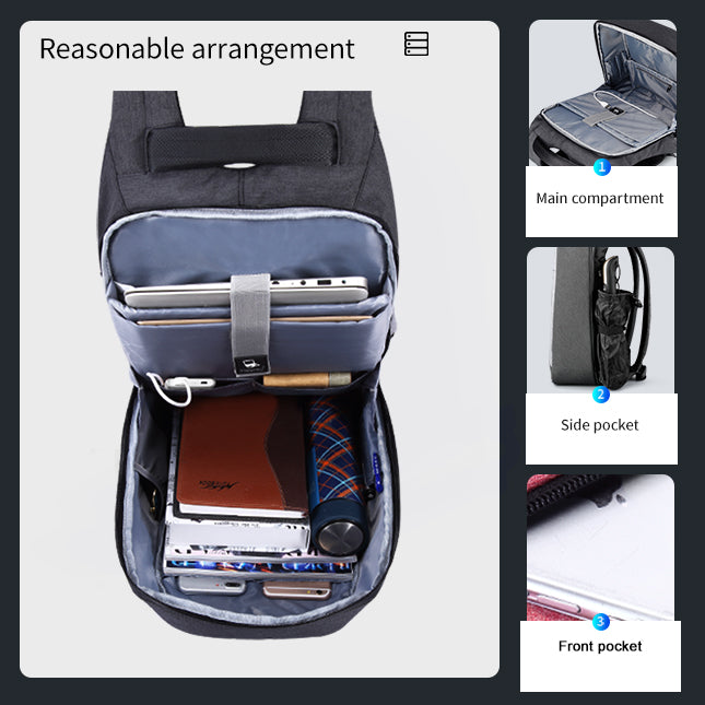 The capacity display of the grey backpack model T-B3335