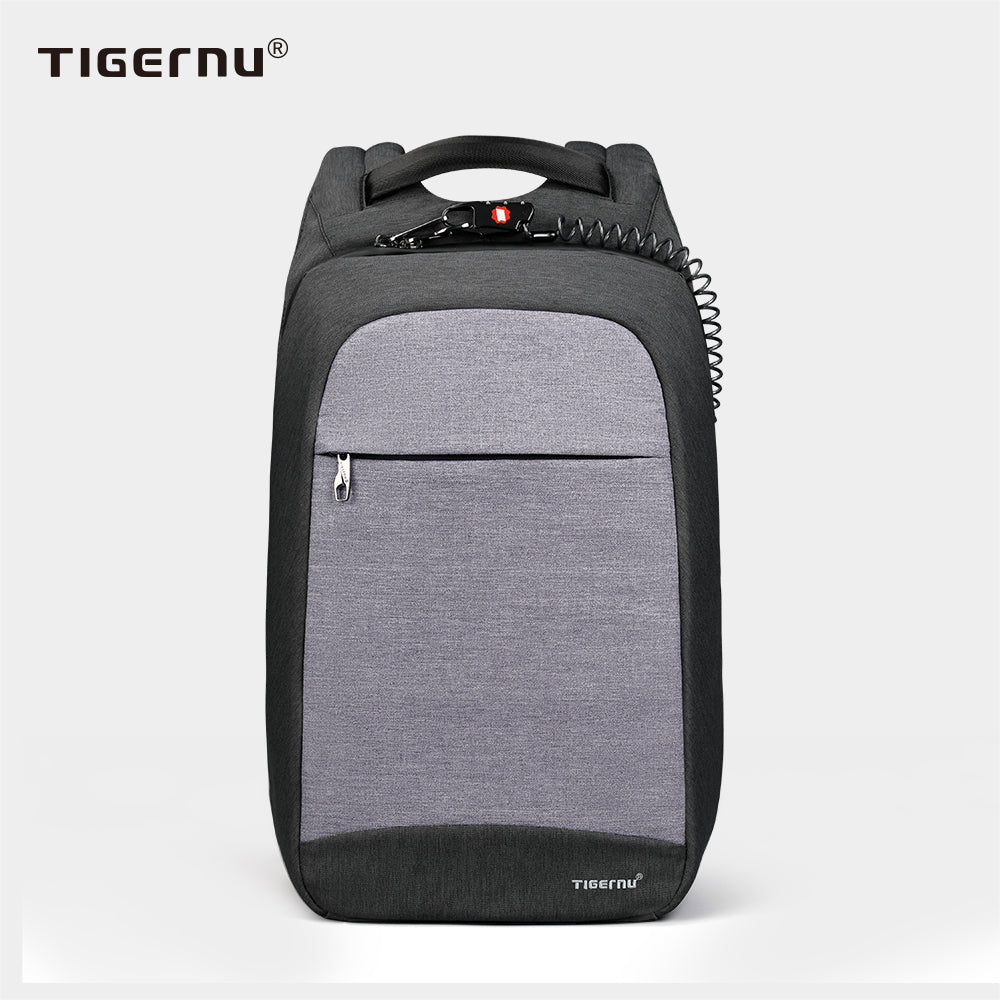 The front view of the grey backpack model T-B3335