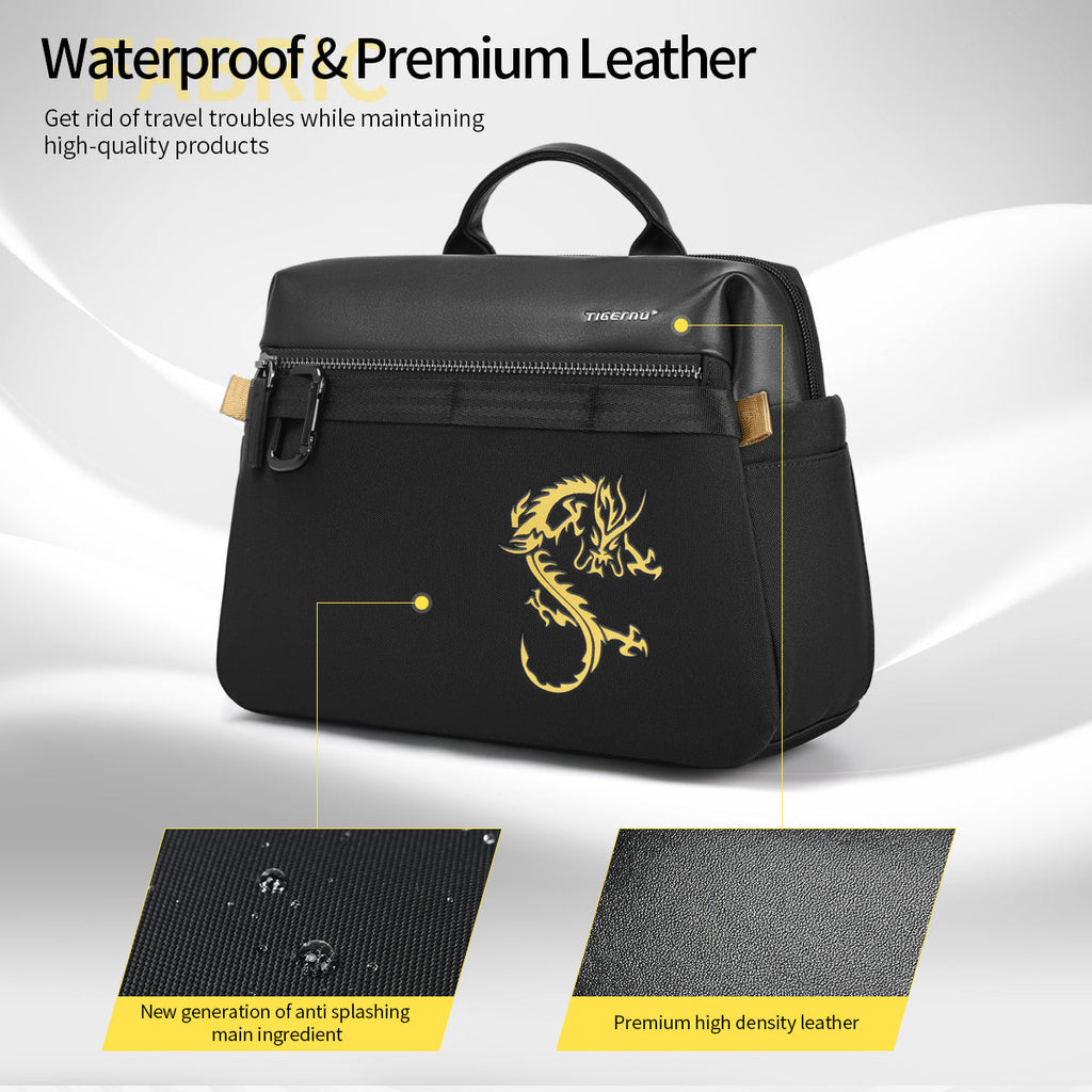 Lifetime warranty Fashion men's shoulder bag Chinese style handbag suitable for 11 inch tablet computer waterproof shoulder bag dragon series