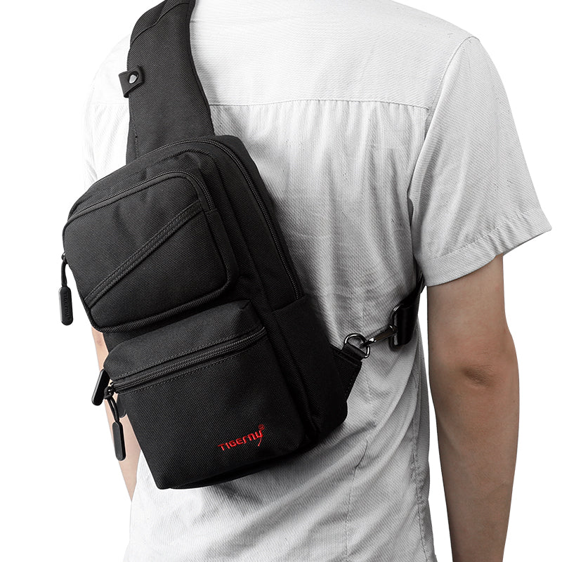 Tigernu Bulletproof fashion chest sling bag men wholesale Sling Bag sling shoulder crossbody BAG large capacity 9.6 inch black TPU