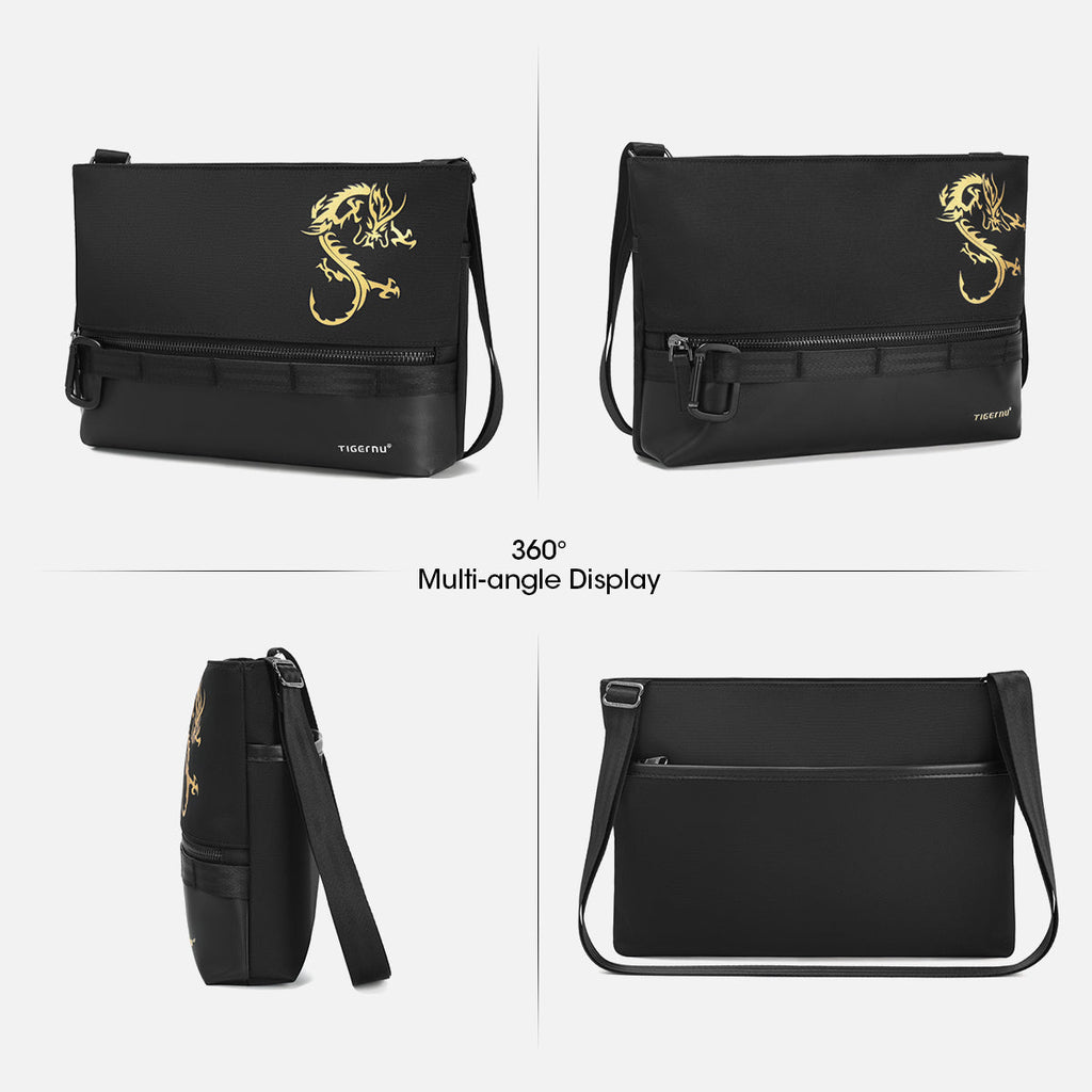 Lifetime warranty, Chinese men's shoulder bag, 9.7-inch tablet computer, shoulder bag, mini lamp, dragon series travel bag