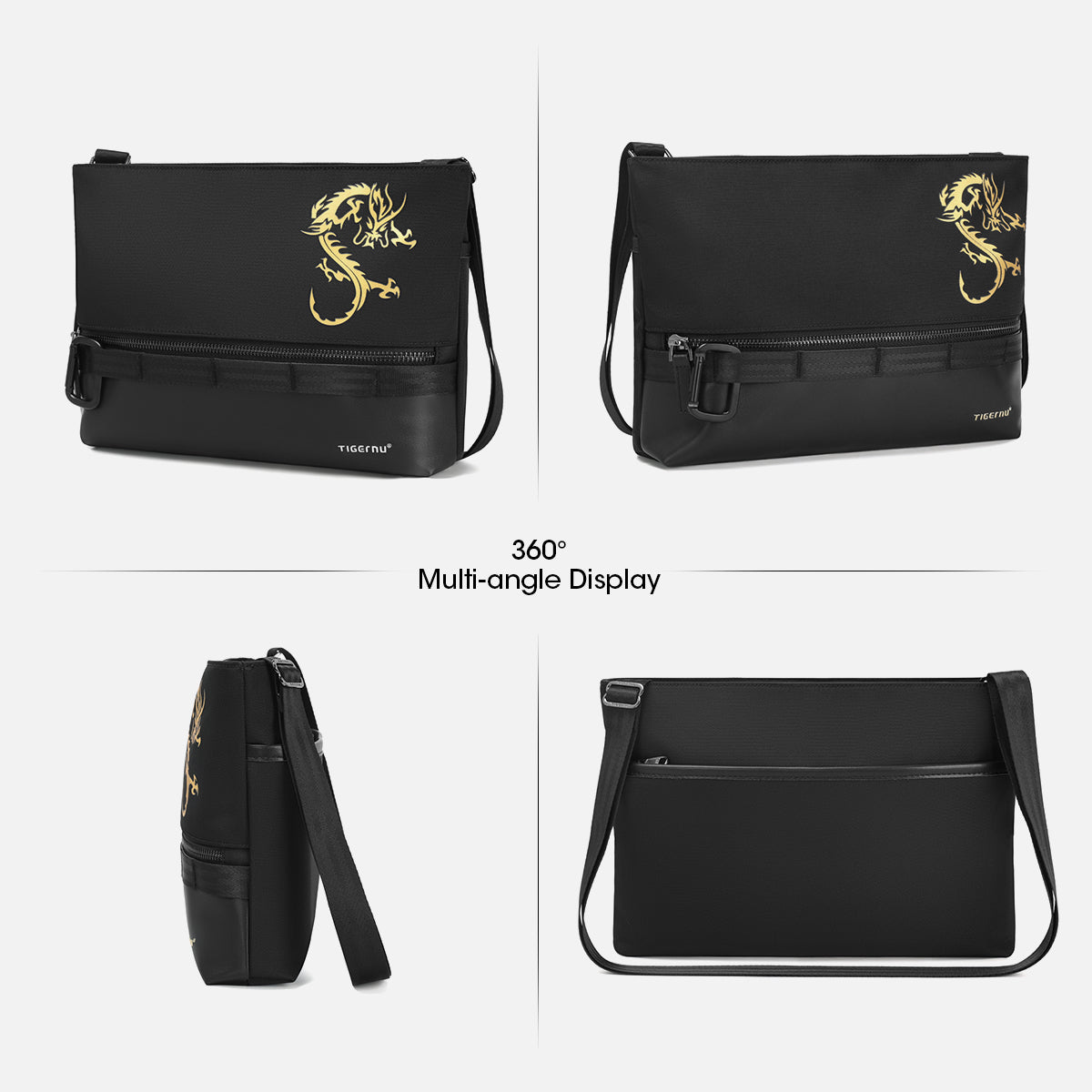 Lifetime warranty, Chinese men's shoulder bag, 9.7-inch tablet computer, shoulder bag, mini lamp, dragon series travel bag