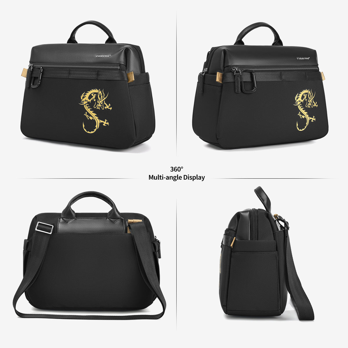 Lifetime warranty Fashion men's shoulder bag Chinese style handbag suitable for 11 inch tablet computer waterproof shoulder bag dragon series