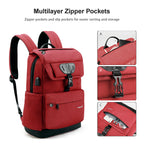 Mochila escolar Tigernu de moda para mujer, roja, con carga USB, antirrobo, para adolescentes y niñas, para portátil de 15,6 pulgadas